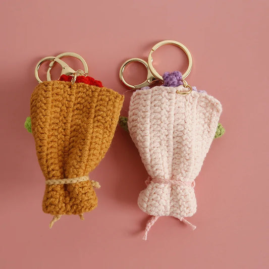 Flower Keychain Cute Crochet Floral Keyring for Bags and Gifts