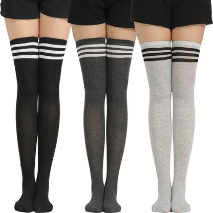 Women's Over The Knee Socks, Striped Long Tube Stockings