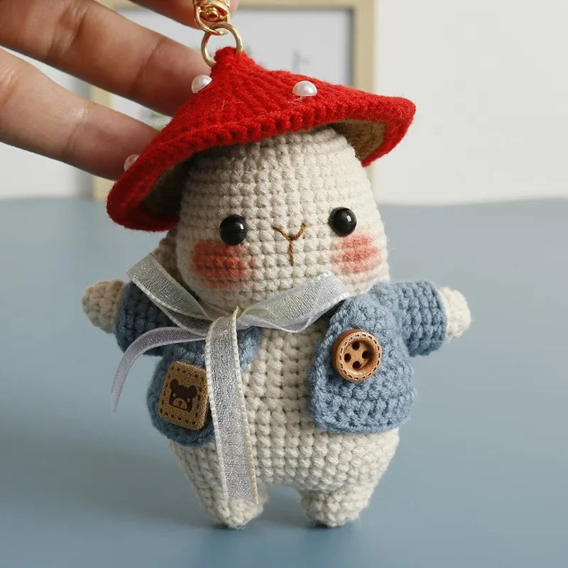 Rabbit Keychain Cute Crochet Animal Keyring for Bags and Gifts