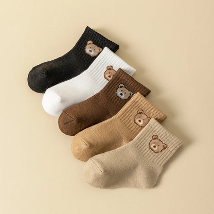 Baby Socks 5/10 Pairs, Soft Breathable Toddler Bear Pattern