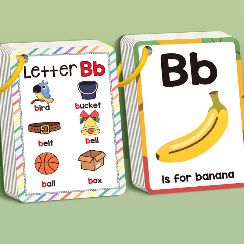 Alphabet Flash Cards for Kids with Pictures, A-Z English Learning Cards