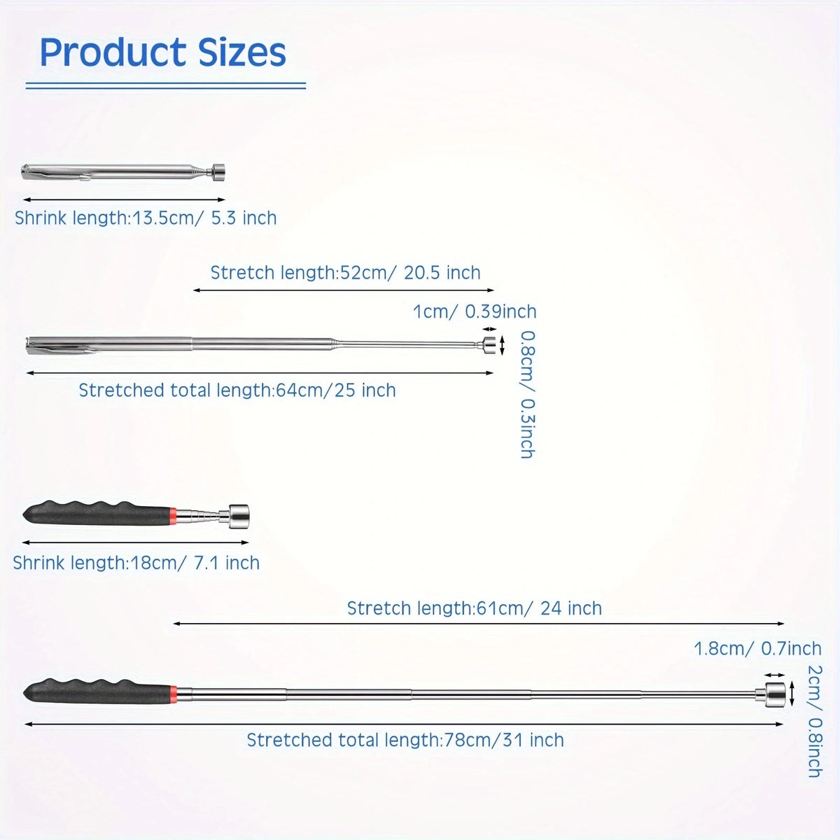 Telescoping Magnetic Pickup Tool for Hard-to-Reach Areas