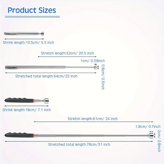 Telescoping Magnetic Pickup Tool for Hard-to-Reach Areas
