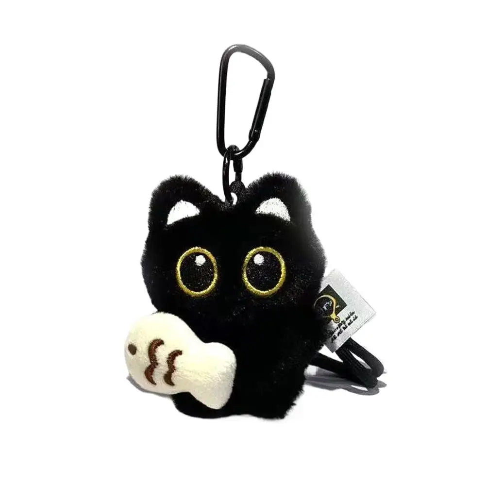 Black Cat Plush Keychain 10cm Cute Bag Charm Pendant