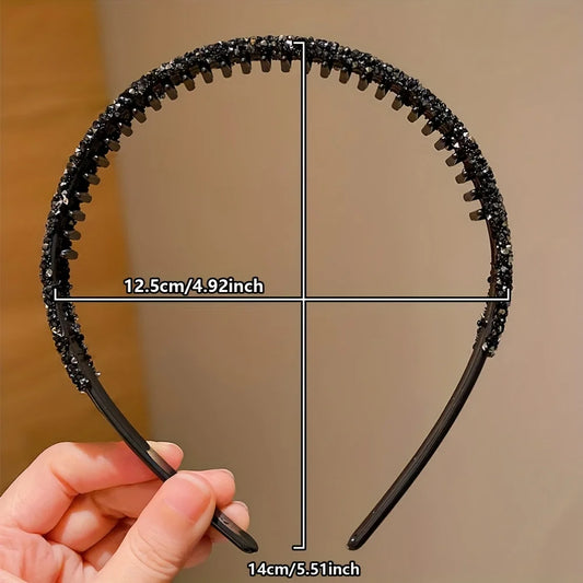 Rhinestone Headbands for Girls, Non-Slip Toothed Hair Bands