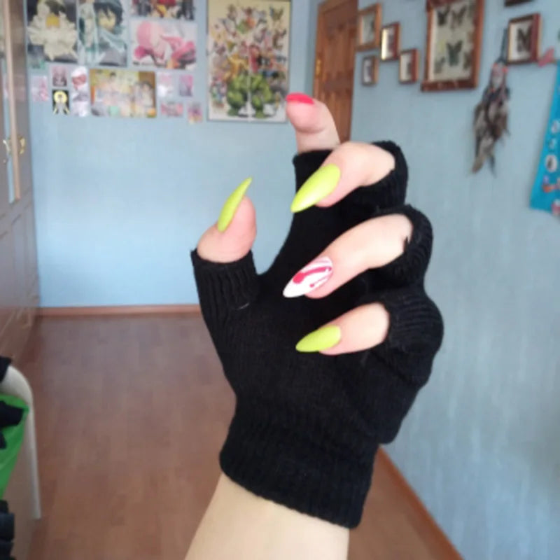 Fingerless Gloves Short Knit Wrist Warm Winter Gloves