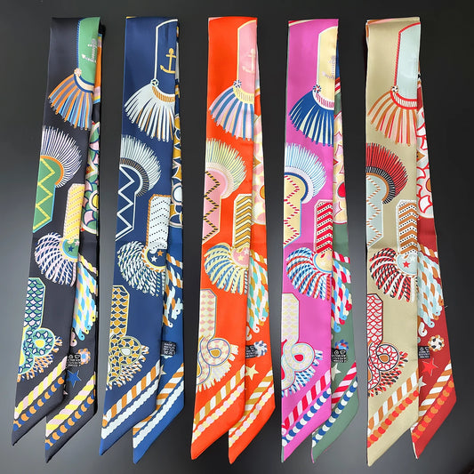 Silk Scarf for Women 90cm Skinny Hair & Bag Scarf