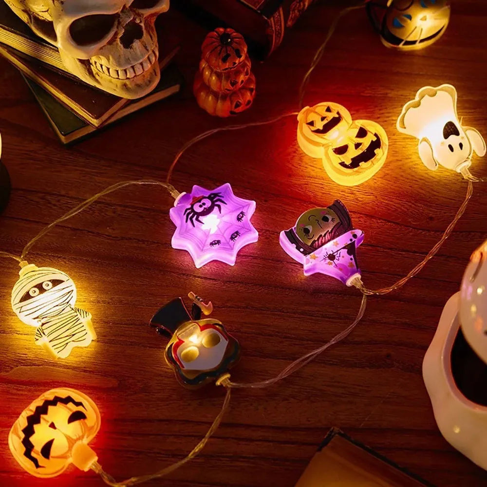 Halloween String Lights Pumpkin Ghost Spider Web Hanging Decor