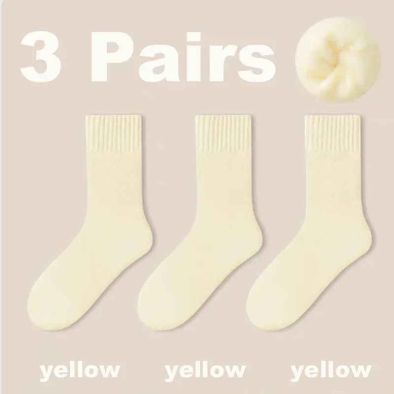 Women's Winter Socks Thick Warm Casual Crew Socks 3-Pack