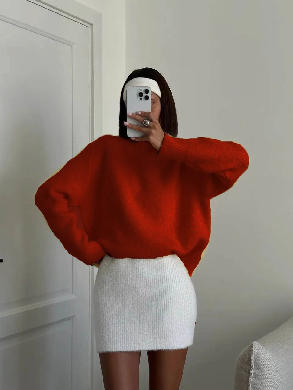 Women's Knit Sweater Oversized O-Neck Warm Winter Pullover