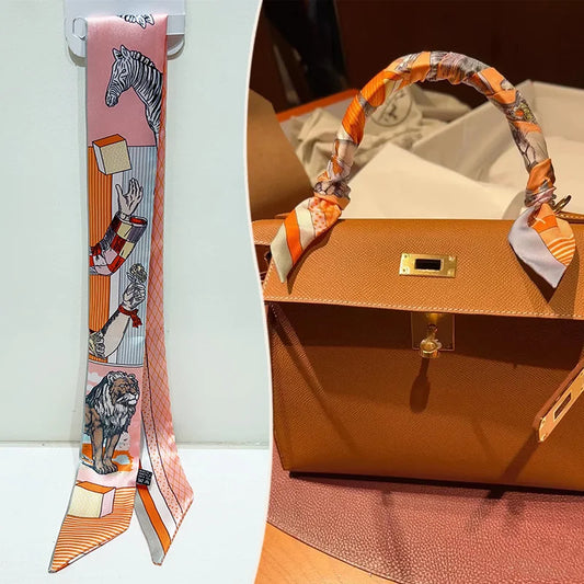 Bag Scarf – Floral Print Skinny Ribbon for Handbag Handles
