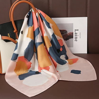 Women's Square Scarf, 70×70cm Printed Satin-Style Headscarf