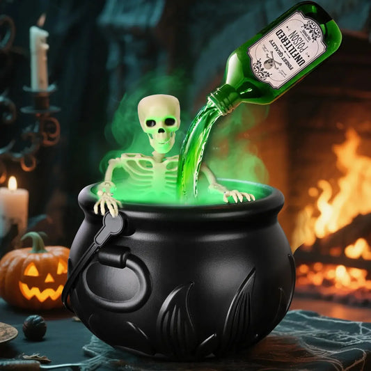 Halloween Witch Cauldron with LED Lights and Fog Effect