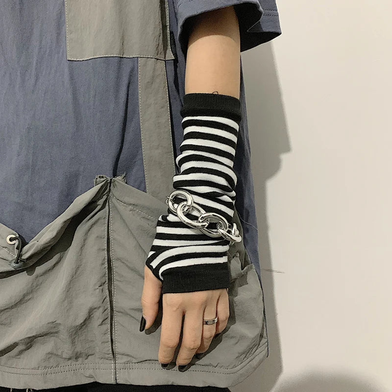 Fingerless Arm Warmers, Long Knitted Winter Gloves for Men & Women