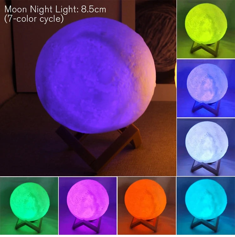 Moon Lamp LED Night Light with Stand for Bedroom Decor