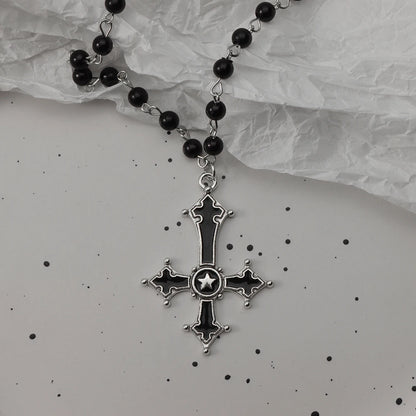 Gothic Pendant Necklace, Y2K Beaded Heart Design for Unisex Style