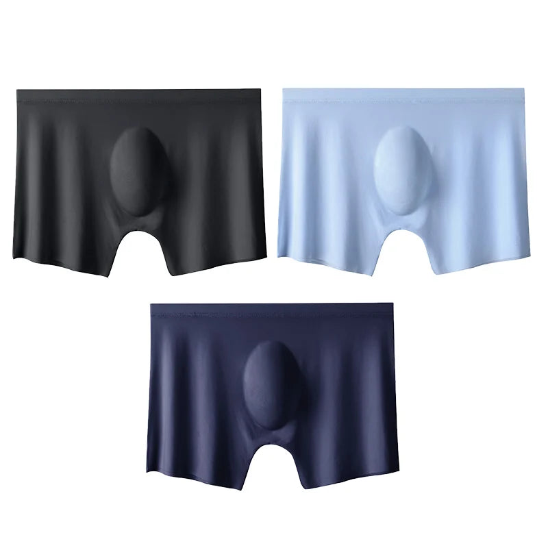 Men's Boxer Briefs Seamless Ice Silk Summer Underwear 3-Pack