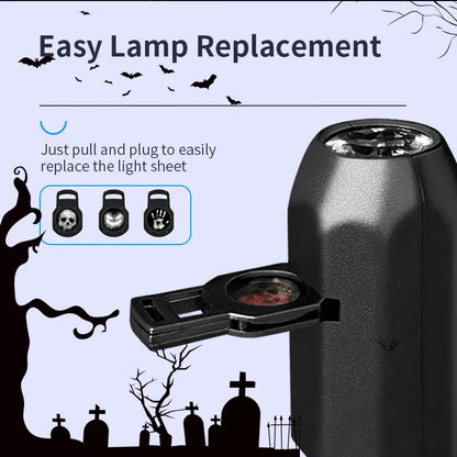 Halloween Projector Light USB 3-Mode Rotating LED Skull Lamp