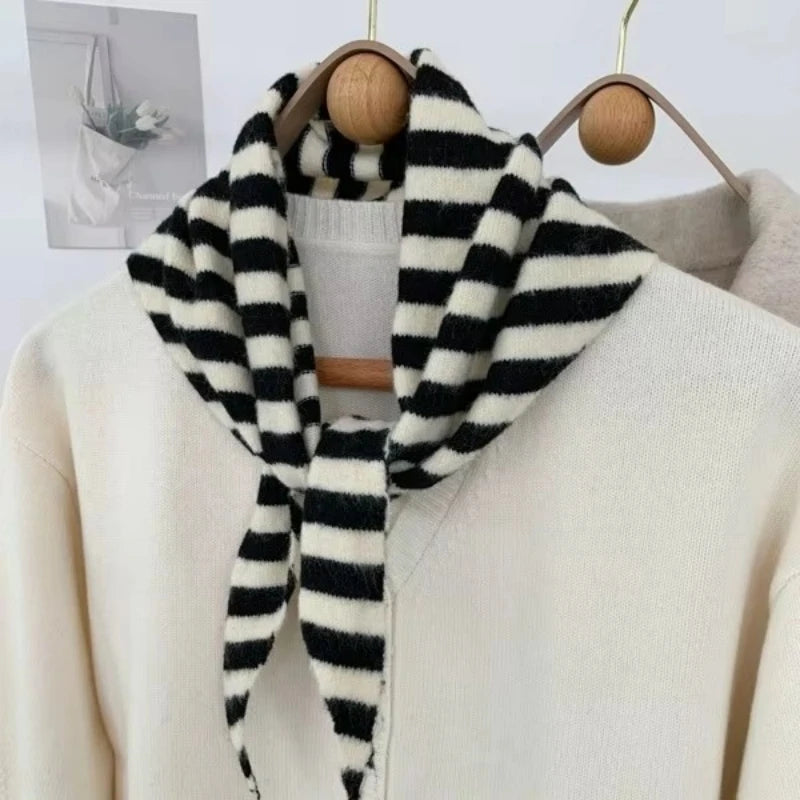 Women’s Wool Scarf Knitted Striped Warm Shawl