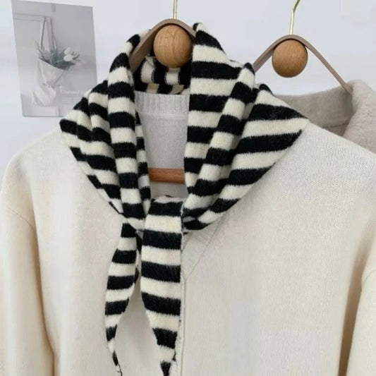 Women’s Wool Scarf Knitted Striped Warm Shawl