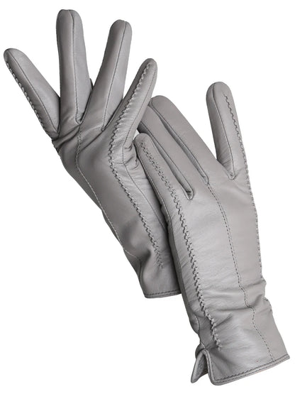 Women's Leather Winter Gloves, Sheepskin Touch Screen Driving