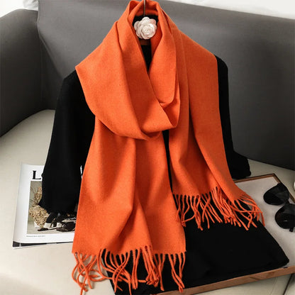 Women's Winter Scarf Warm Long Pashmina Shawl with Tassels