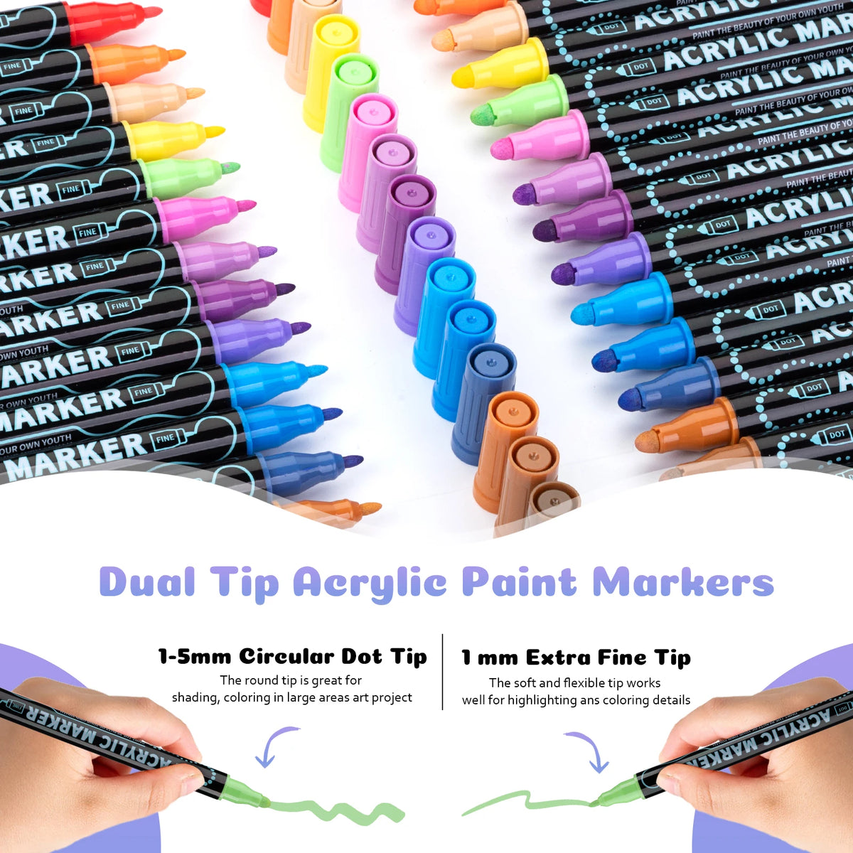 Acrylic Paint Pens  Dual Tip Markers for Crafts & Painting