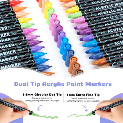 Acrylic Paint Pens  Dual Tip Markers for Crafts & Painting