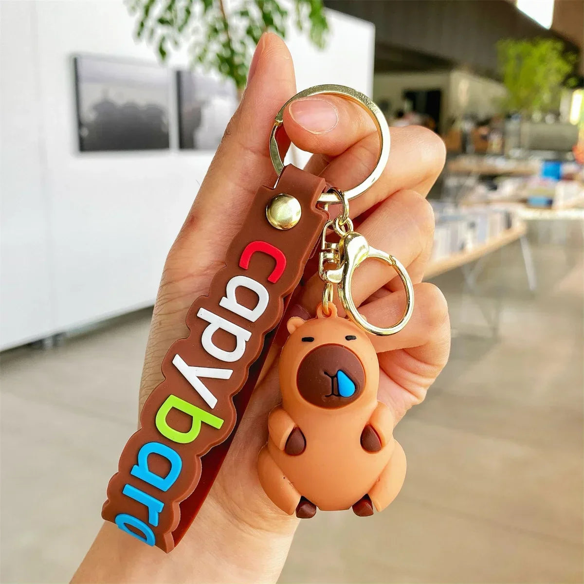 Capybara Keychain Cute Animal Key Ring with Turtle Design