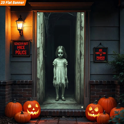 Halloween Door Decoration, Ghost Girl Flat Banner for Parties