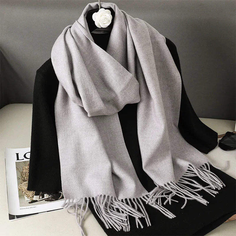 Women's Winter Scarf Warm Long Pashmina Shawl with Tassels