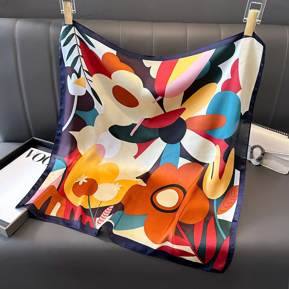 Women's Square Scarf, 70×70cm Printed Satin-Style Headscarf