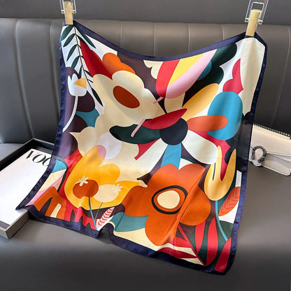 Women's Square Scarf, 70×70cm Printed Satin-Style Headscarf