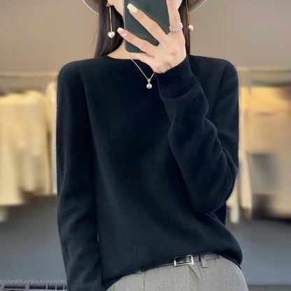 Women’s Merino Wool Sweater 100% Wool O-Neck Pullover