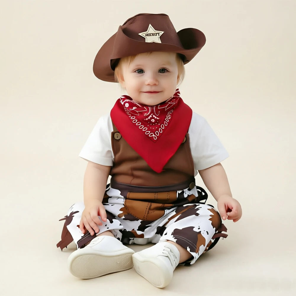 Baby Cowboy Costume Romper for Boys Halloween Dress Up