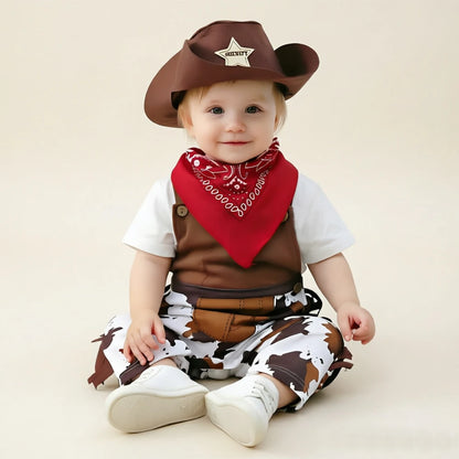Baby Cowboy Costume Romper for Boys Halloween Dress Up