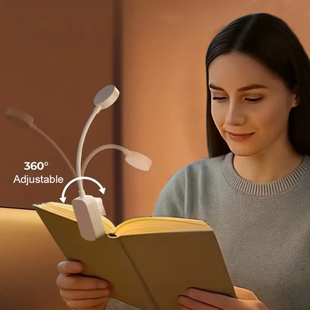 Clip On Book Light LED Portable Reading Lamp 3 Color Dimmable