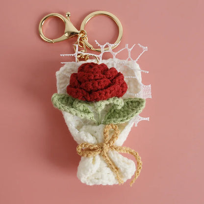 Flower Keychain Cute Crochet Floral Keyring for Bags and Gifts