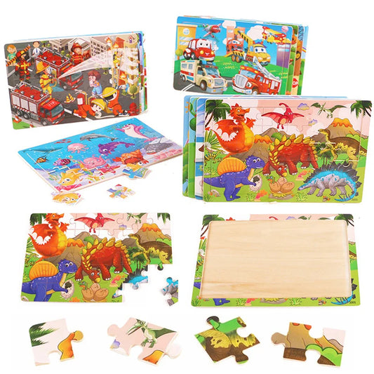 Wooden Animal Puzzle 3D Jigsaw Learning Game for Kids