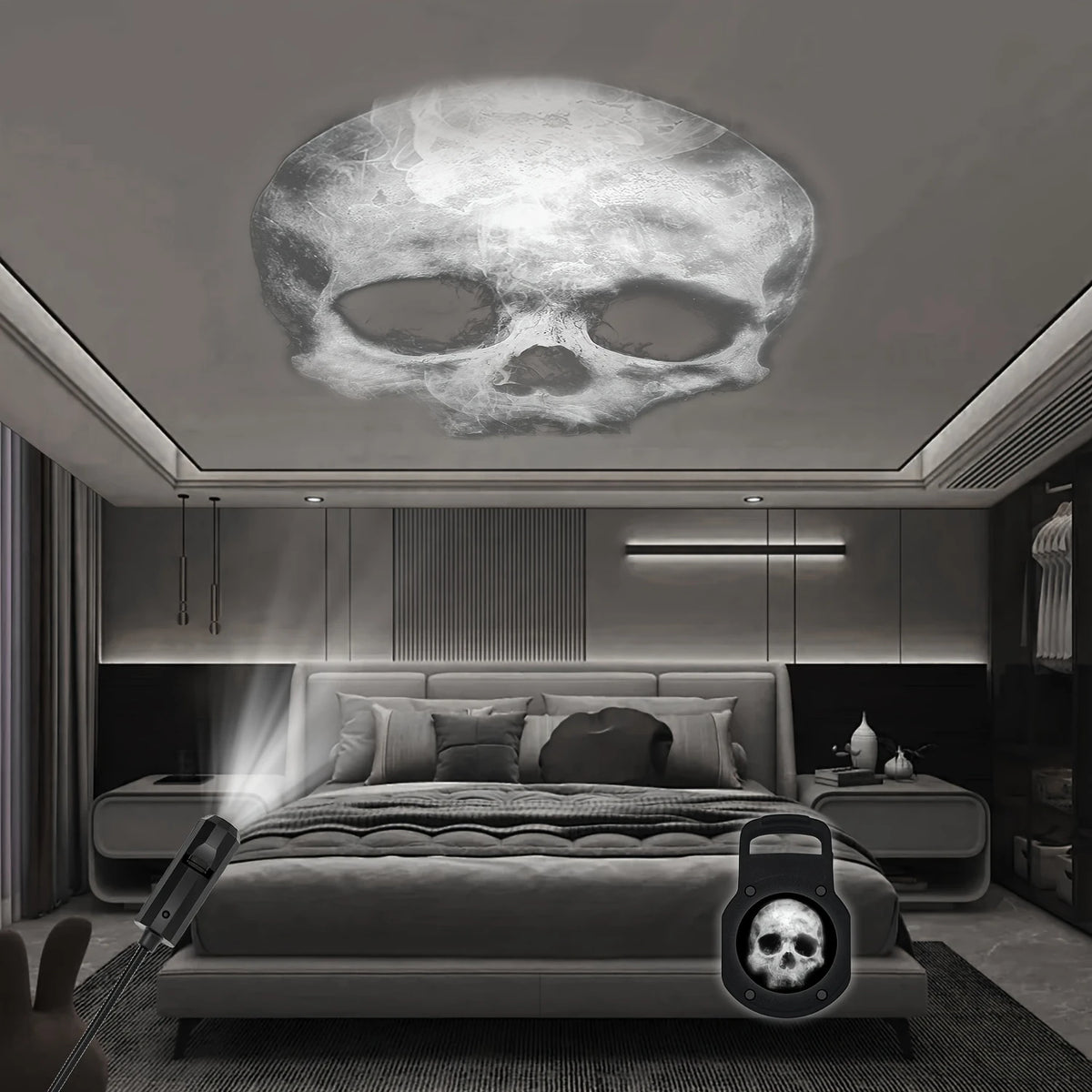 Halloween Projection Lamp, USB LED Ghost Bat Spider Light