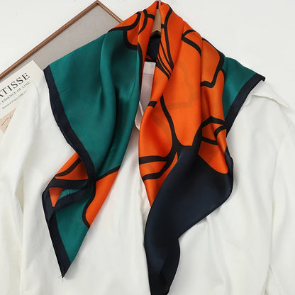 Women’s Square Scarf 70x70cm – Silk Feel Printed Hair Wrap