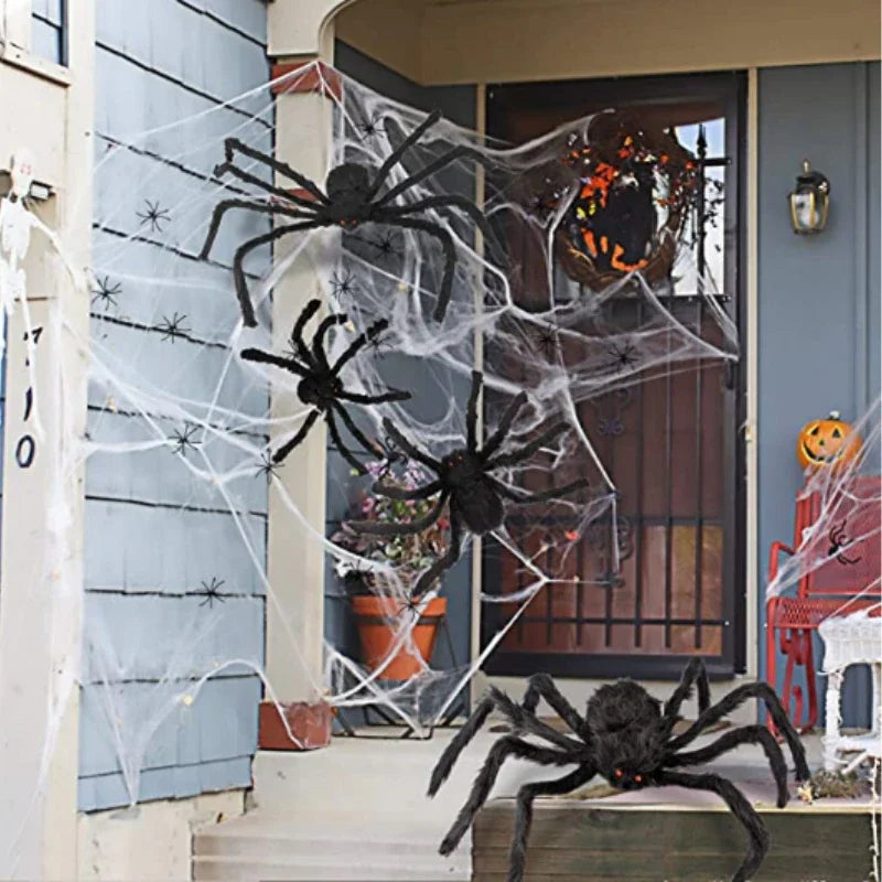 Large Halloween Spider Decoration Plush Black Spider for Haunted Houses