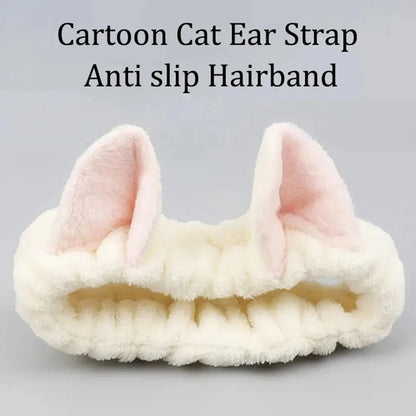 Cat Ear Headband – Soft Plush Makeup and Face Washing Hairband