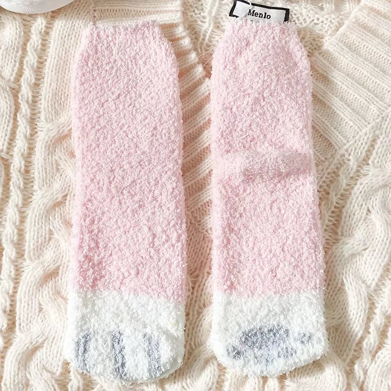 Women's Winter Socks Coral Velvet Warm Fuzzy Floor Socks 2-Pair