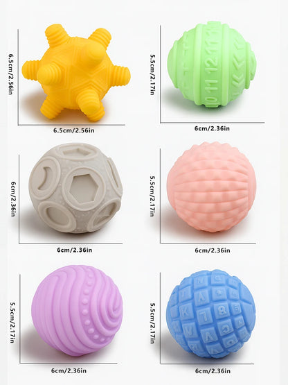 Baby Sensory Balls Set of 6 Textured Teething Toys for Infants