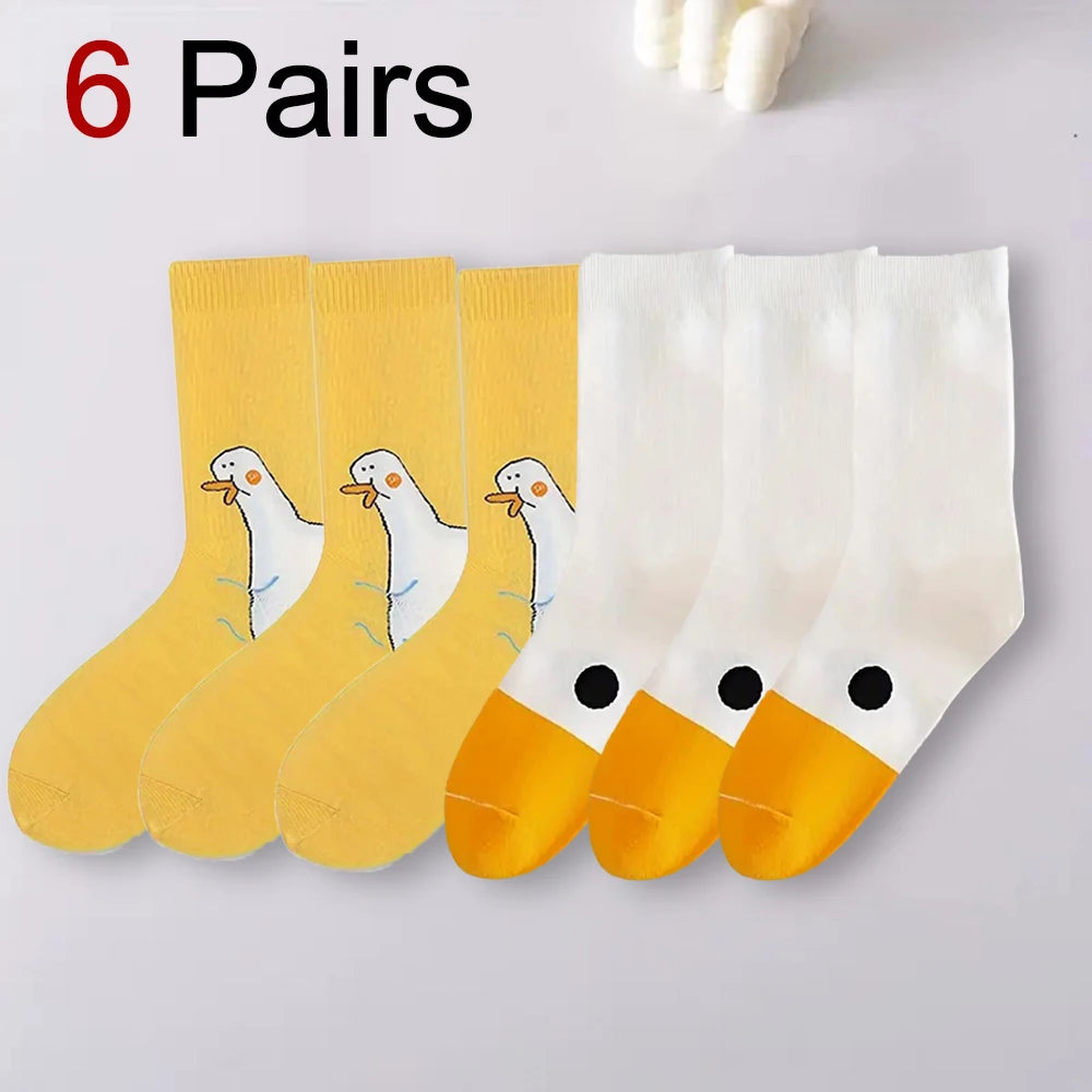 Women's Cartoon Socks, Cute Funny Goose Casual Socks