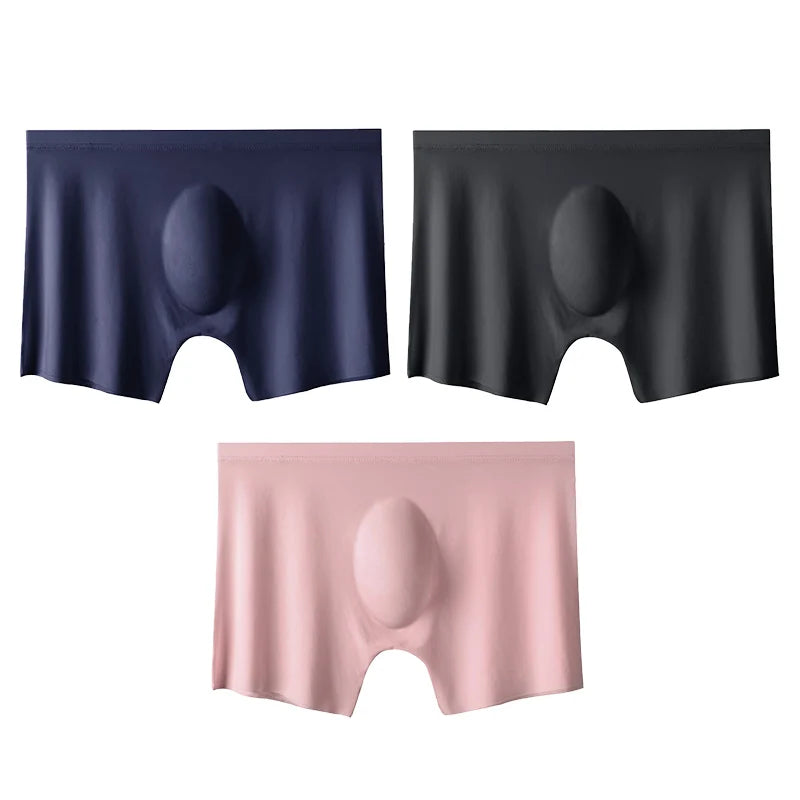 Men's Boxer Briefs Seamless Ice Silk Summer Underwear 3-Pack