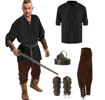 Medieval Costume for Men – Renaissance Pirate Shirt & Pants Set