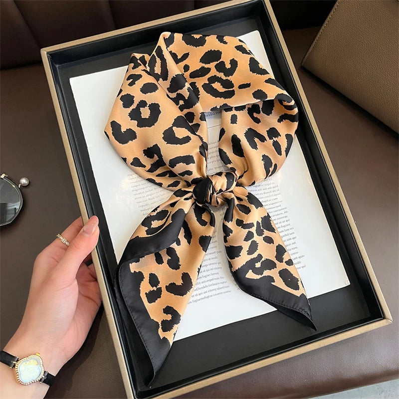 Silk Square Scarf 70x70cm Floral Satin Wrap for Women