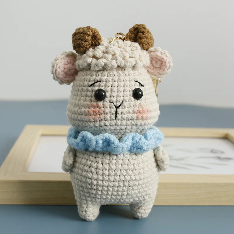 Crochet Rabbit Keychain Cute Knitted Animal Pendant for Bags and Keys